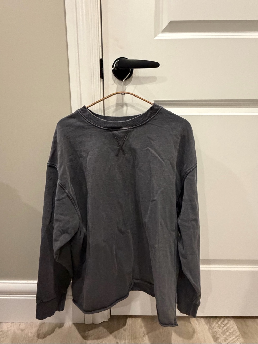 Zara charcoal gray oversized crewneck sweater